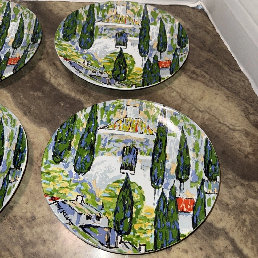 Set Of 4 Gustav‎ Klimt By Furio Oval Salad Dessert Plates 8.5